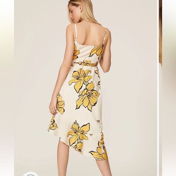 Hutch Yellow Floral Wrap Ruffle Mercer Midi Dress | Size S - Picture 2 of 11